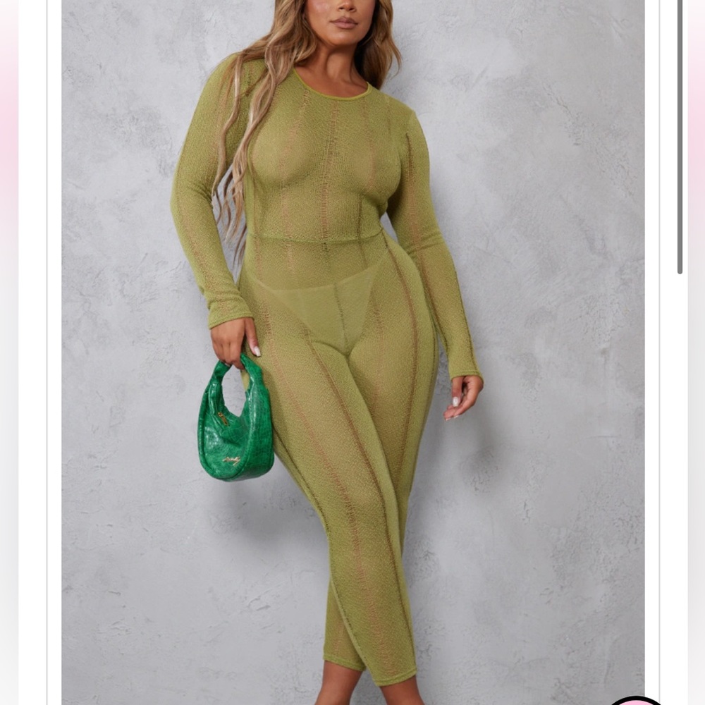 BRAND NEW!! Olive Ladder Knit Open Back Jumpsuit